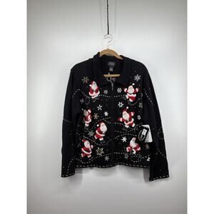 Designers Studio Originals Black XL Christmas “ugly” sweater Santa Ice Skating